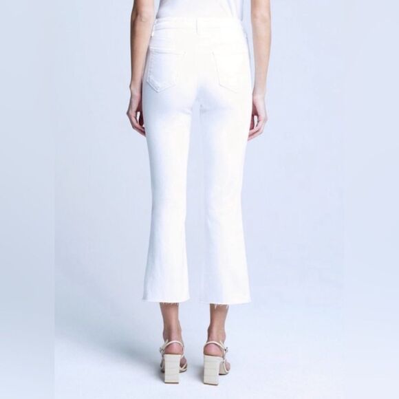 L'agence Kendra High-Rise Cropped Flare Leg Coated Jeans in White Women's 30 - Picture 14 of 15